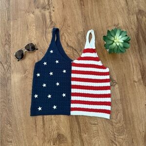 Patriotic Knit Tank Top - Red, White, and Blue